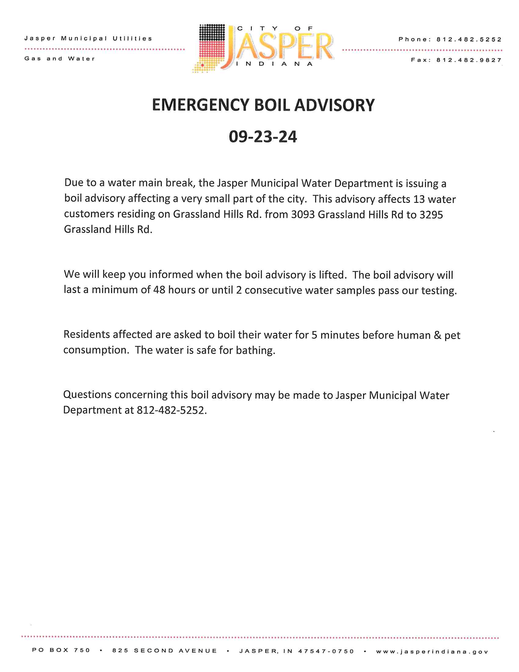 Boil Advisory 9.23.24